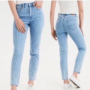 American Eagle Stripe High Rise Mom Jean 4